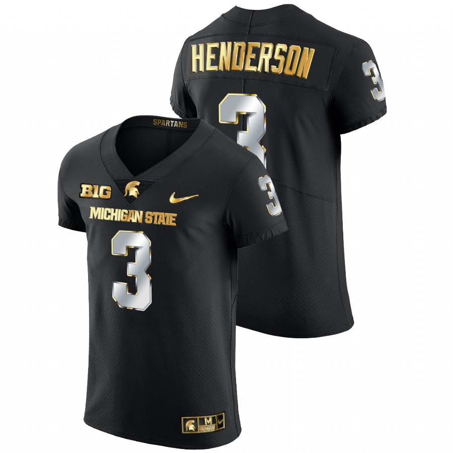Men's Jersey Xavier Henderson Michigan State Spartans Golden Edition Limited Football Jersey Black