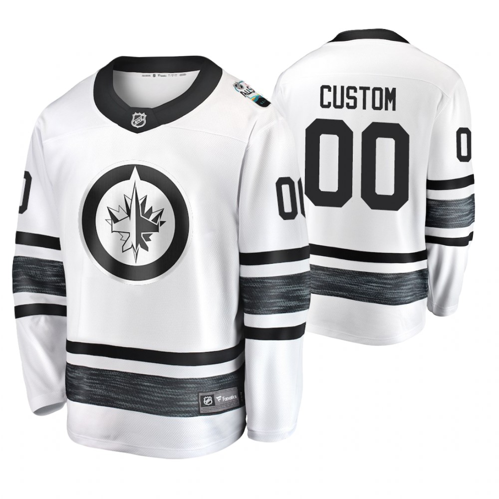 Men's Jets #00 Custom White 2019 NHL All-Star Jersey