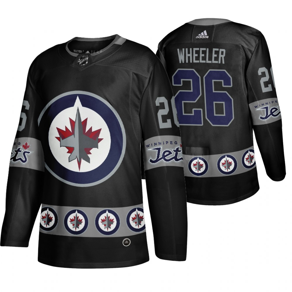 Men's Jets #26 Blake Wheeler Logo sleeve Breakaway Jersey Black