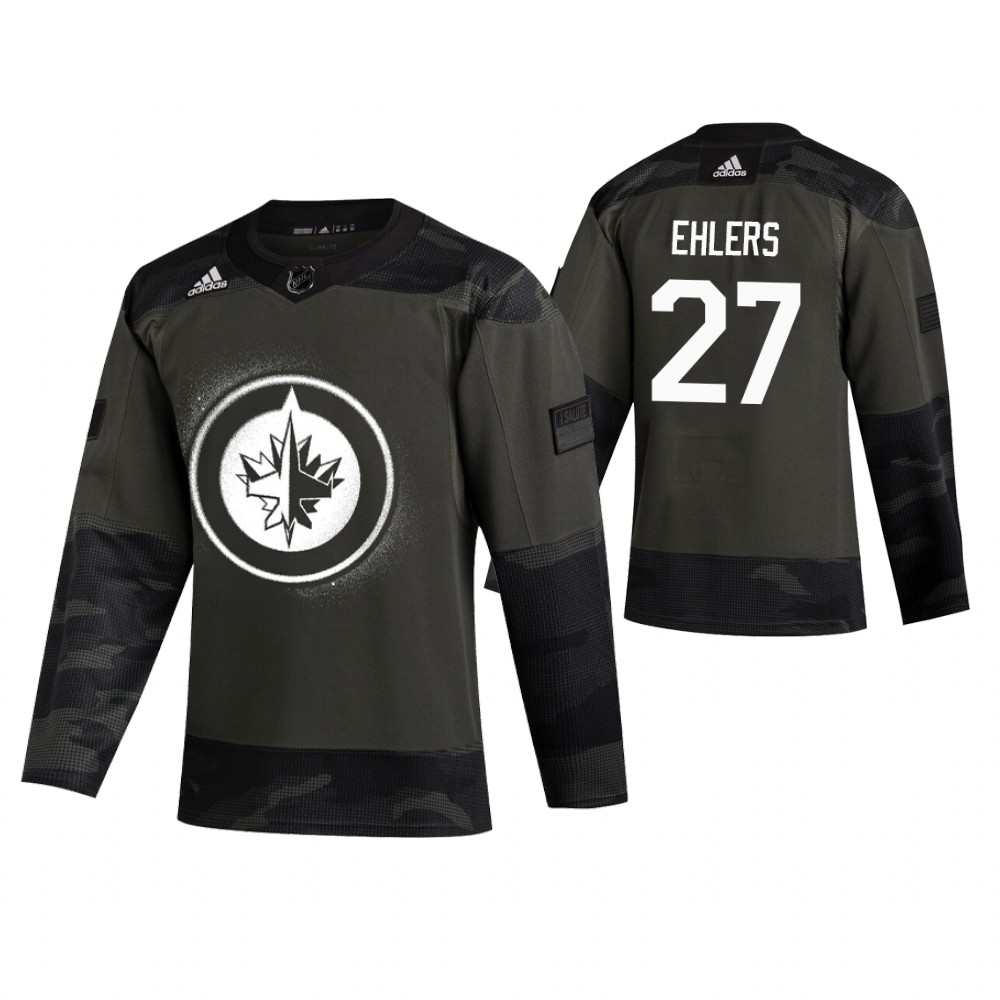 Men's Jets #27 Nikolaj Ehlers Authentic 2019 Veterans Day Jersey Camo