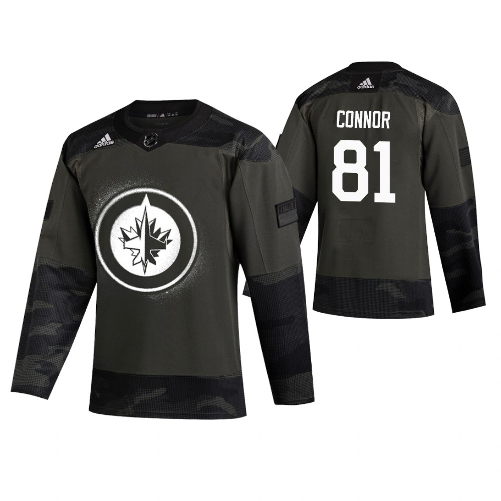Men's Jets #81 Kyle Connor Authentic 2019 Veterans Day Jersey Camo