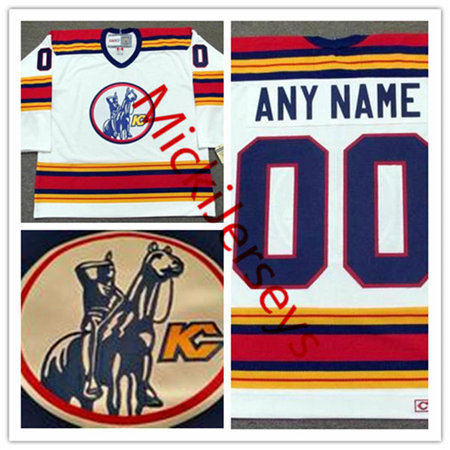 Men's KANSAS CITY SCOUTS Custom 1970's CCM Vintage Home White Hockey Jersey Stitched