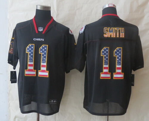 Men's Kansas City Chiefs #11 Alex Smith 2014 USA Flag Fashion Black Nik Elite Jerseys