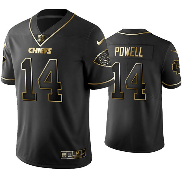 Men's Kansas City Chiefs #14 Cornell Powell Nike Black Golden Edition Vapor Limited Jersey
