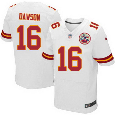 Men's Kansas City Chiefs #16 Len Dawson White Road Elite Jersey