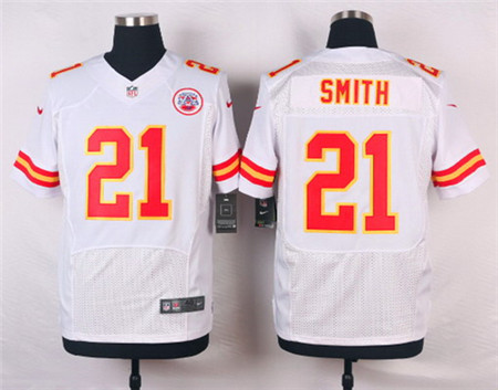Men's Kansas City Chiefs #21 Sean Smith White Road Elite Jersey