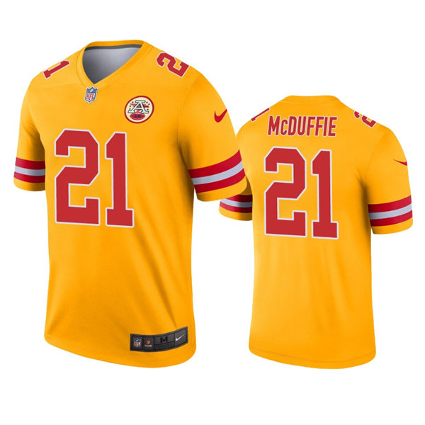 Men's Kansas City Chiefs #21 Trent McDuffie Stitched Gold Inverted Legend Jersey