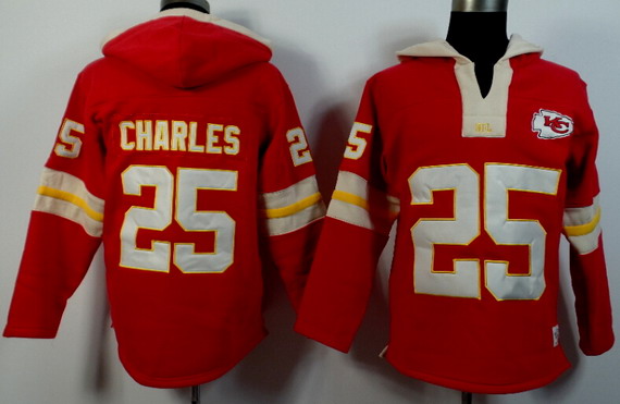 Men's Kansas City Chiefs #25 Jamaal Charles Red Team Color 2015 NFL Hoodie
