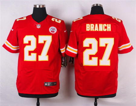 Men's Kansas City Chiefs #27 Tyvon Branch Red Team Color Elite Jersey