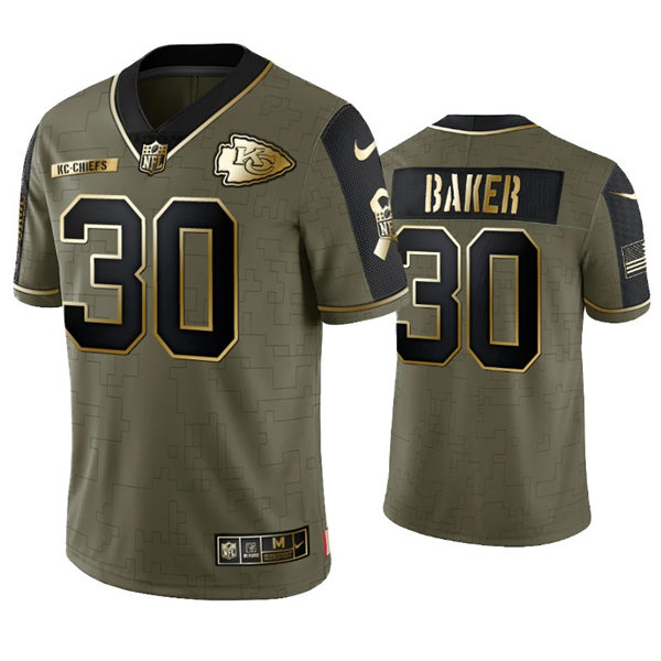 Men's Kansas City Chiefs #30 Deandre Baker Nike 2021 Olive Golden Salute To Service Limited Jersey