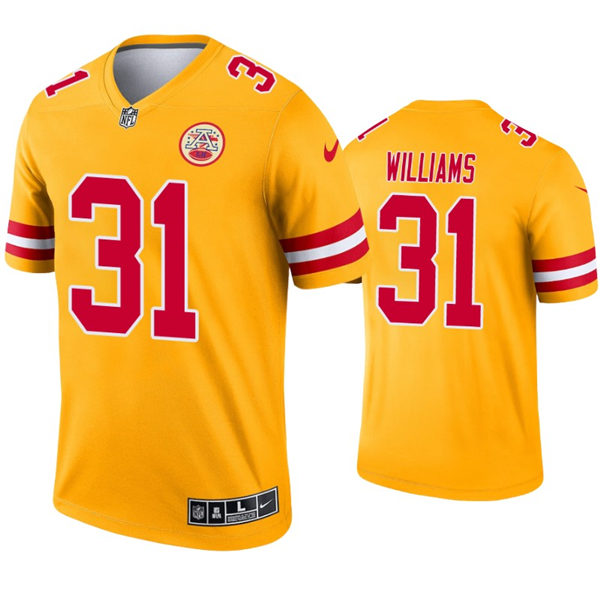 Men's Kansas City Chiefs #31 Darrel Williams Nike Gold Inverted Legend Jersey