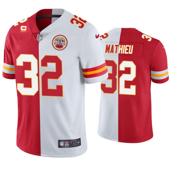 Men's Kansas City Chiefs #32 Tyrann Mathieu Nike Red White Split Two Tone Jerse