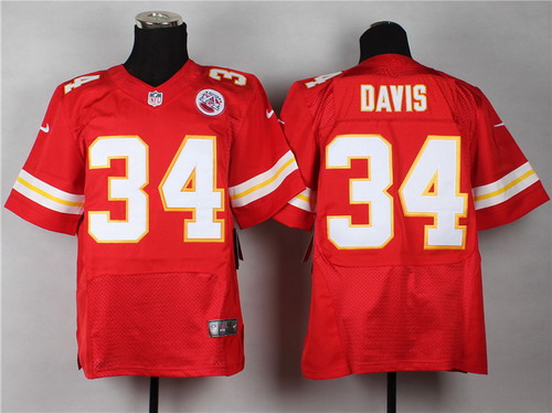 Men's Kansas City Chiefs #34 Knile Davis Red Nik Elite Jersey