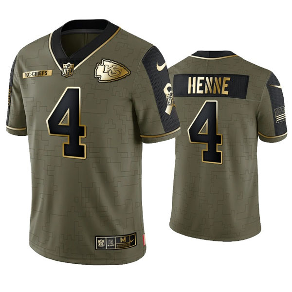 Men's Kansas City Chiefs #4 Chad Henne Nike 2021 Olive Golden Salute To Service Limited Jersey