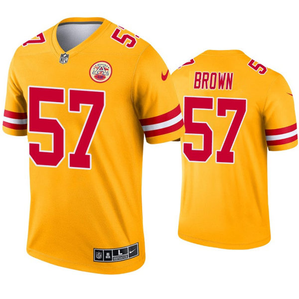 Men's Kansas City Chiefs #57 Orlando Brown Nike Gold Inverted Legend Jersey