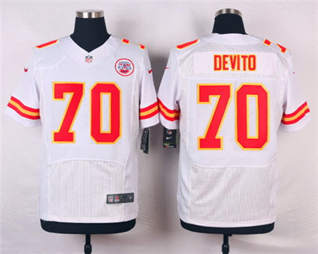Men's Kansas City Chiefs #70 Mike DeVito White Road Elite Jersey