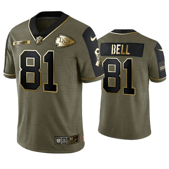 Men's Kansas City Chiefs #81 Blake Bell Nike 2021 Olive Golden Salute To Service Limited Jersey