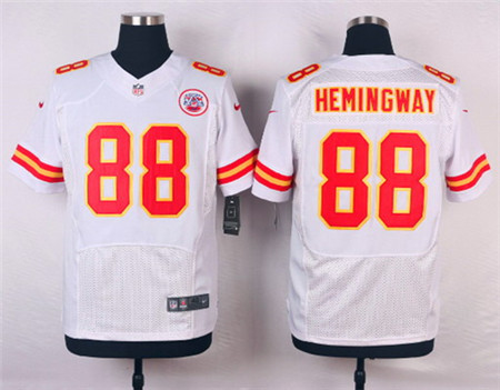 Men's Kansas City Chiefs #88 Junior Hemingway White Road Elite Jersey