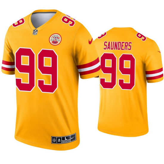 Men's Kansas City Chiefs #99 Khalen Saunders Nike Gold Inverted Legend Jersey