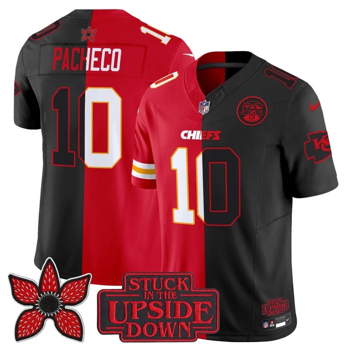 Men's Kansas City Chiefs 'Upside Down Edition' Vapor Limited Jersey - All Stitched Isiah Pacheco 10