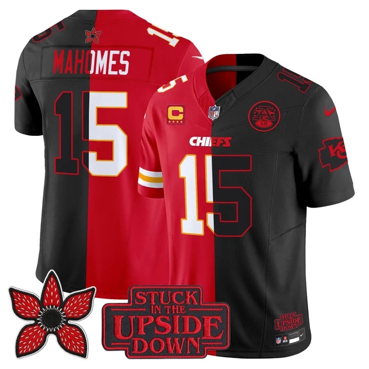 Men's Kansas City Chiefs 'Upside Down Edition' Vapor Limited Jersey - All Stitched Patrick Mahomes  15