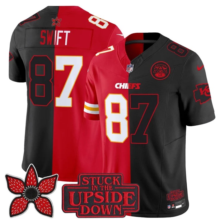 Men's Kansas City Chiefs 'Upside Down Edition' Vapor Limited Jersey - All Stitched Taylor Swift  87