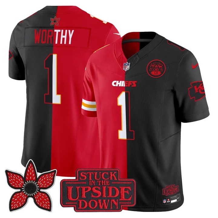 Men's Kansas City Chiefs 'Upside Down Edition' Vapor Limited Jersey - All Stitched Xavier Worthy1