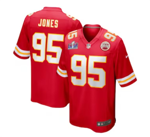 Men's Kansas City Chiefs Chris Jones Nike Red Super Bowl LVIII Game Jersey
