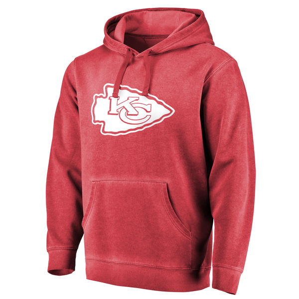 Men's Kansas City Chiefs NFL Pro Line By Fanatics Branded Red White Logo Shadow Washed Pullover Hoodie