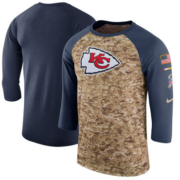 Men's Kansas City Chiefs Nike Camo Anthracite Salute To Service Sideline Legend Performance Three-Quarter Sleeve T Shirt