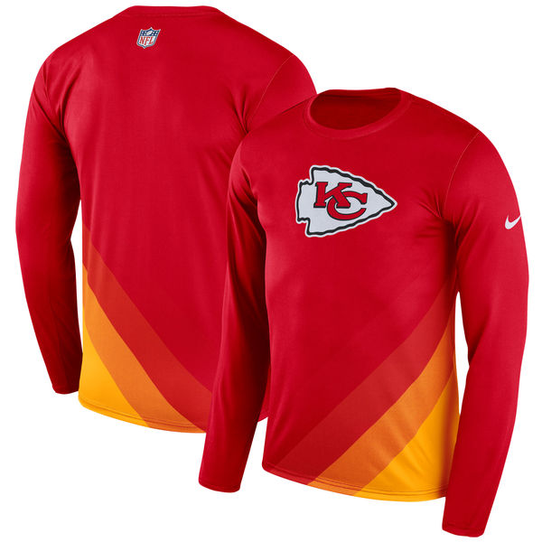 Men's Kansas City Chiefs Nike Red Sideline Legend Prism Performance Long Sleeve T-Shirt
