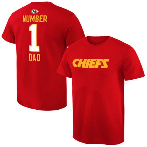Men's Kansas City Chiefs Pro Line College Number 1 Dad T-Shirt Red