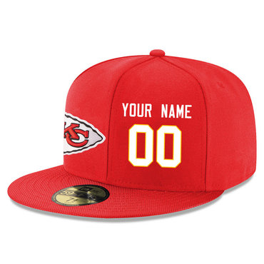 Men's Kansas City Chiefs Red Color Snapback Custom Hat (Stitched any name&number)