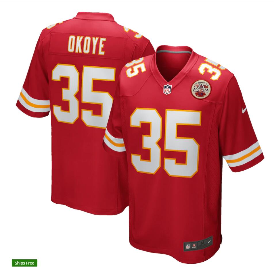 Men's Kansas City Chiefs Retired Player #35 Christian Okoye Nike Red Vapor Untouchable Limited Jersey