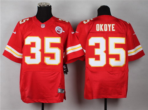 Men's Kansas City Chiefs Throwback Player #35 Christian Okoye Red Nike Elite Team Jersey