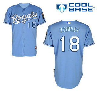 Men's Kansas City Royals #18 Ben Zobrist Alternate Light Blue MLB Cool Base Jersey的副本