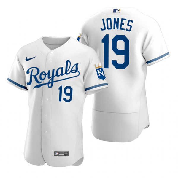 Men's Kansas City Royals #19 JaCoby Jones Nike 2022 Home White FlexBase Player Jersey1