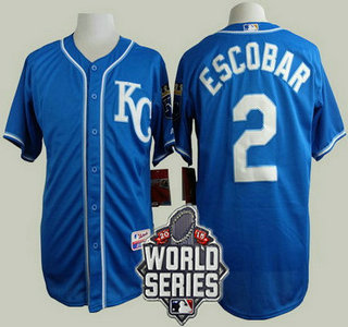 Men's Kansas City Royals #26 Francisco Pena KC Blue Alternate Baseball Jersey With 2015 World Series Patch的副本