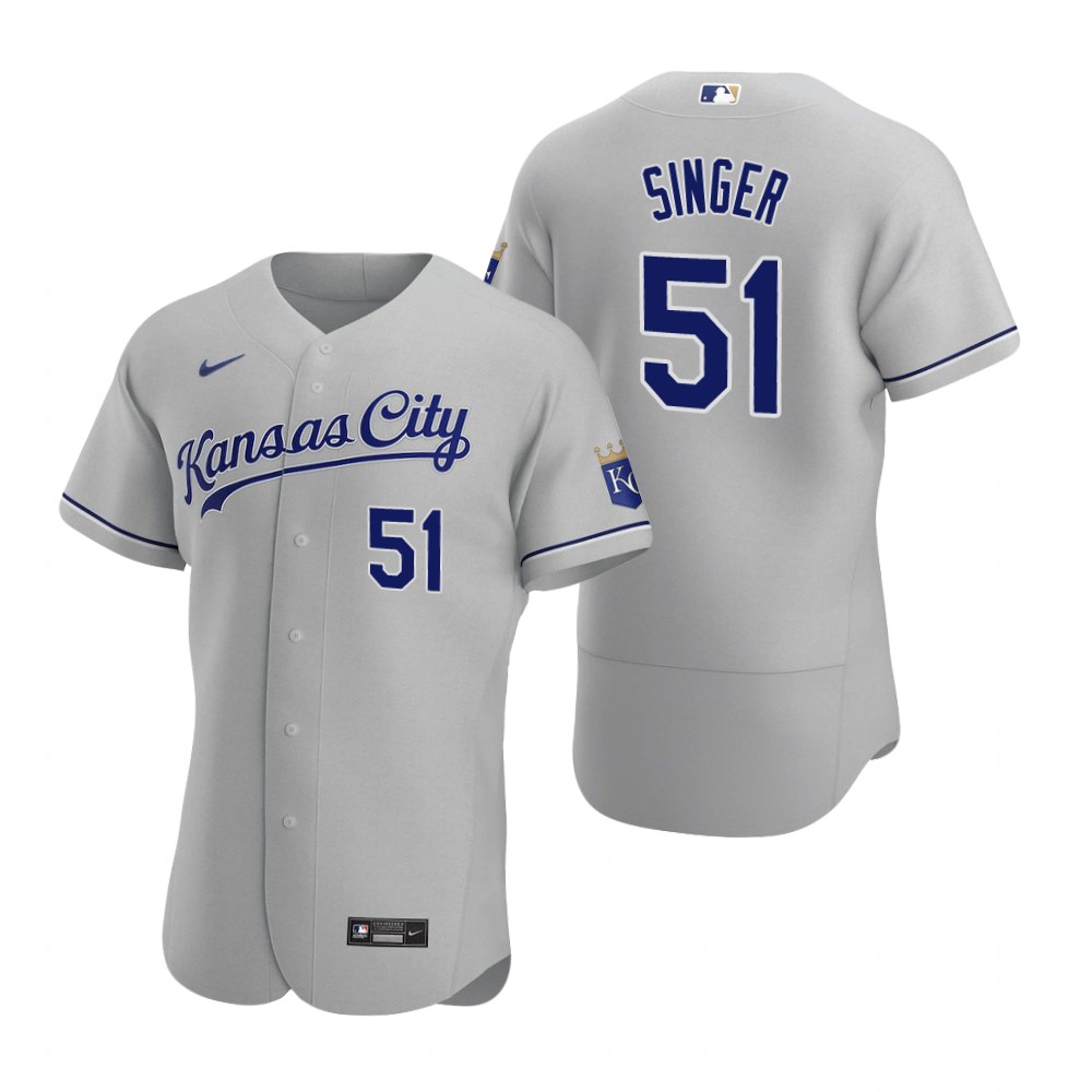 Men's Kansas City Royals #51 Brady Singer Nike Gray Authentic Road Jersey