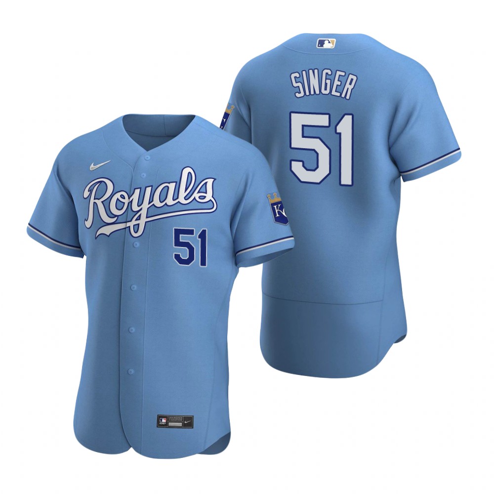 Men's Kansas City Royals #51 Brady Singer Nike Light Blue Authentic Alternate Jersey