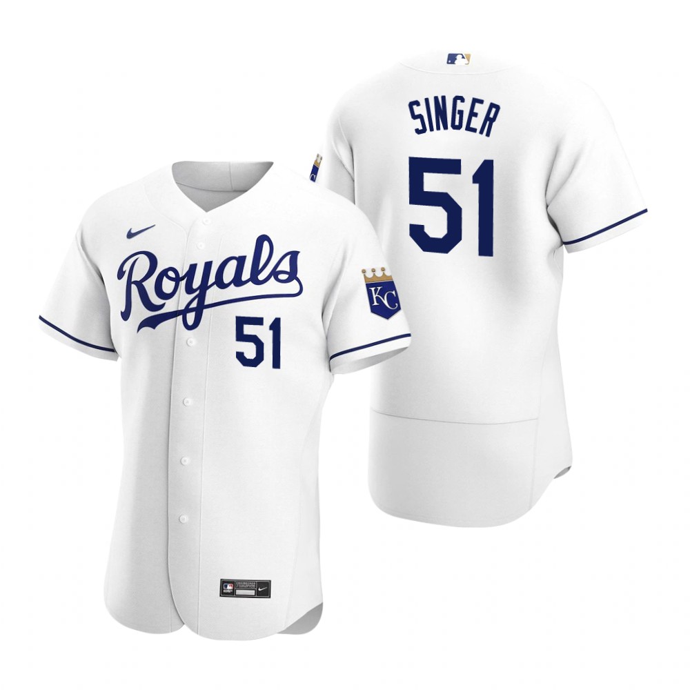 Men's Kansas City Royals #51 Brady Singer Nike White Authentic Home Jersey
