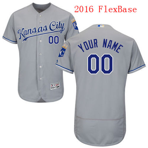 Men's Kansas City Royals Majestic Gray Flexbase Authentic Collection Custom Jersey