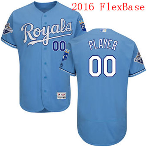Men's Kansas City Royals Majestic Light Blue Flexbase World Series Champions Custom Jersey