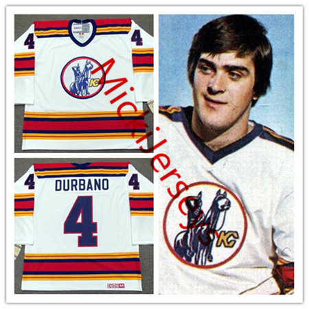 Men's Kansas City Scouts #4 STEVE DURBANO White 1975 CCM Vintage Throwback Home NHL Jersey Stitched