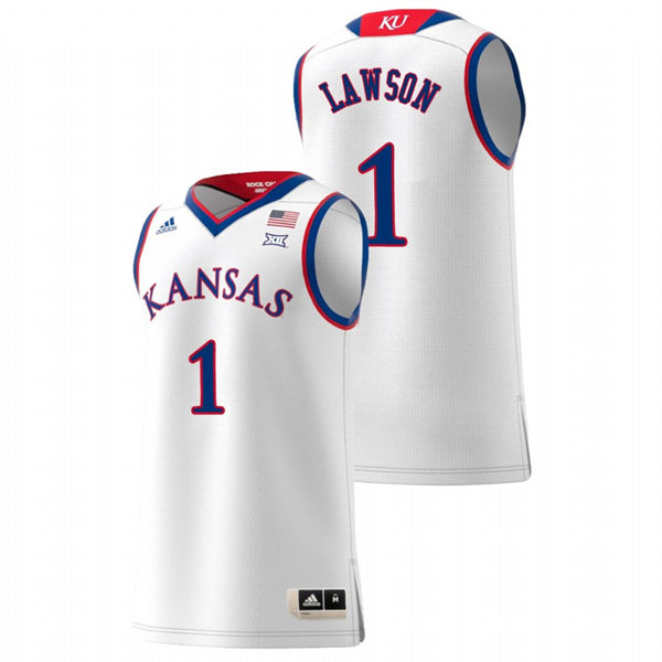 Men's Kansas Jayhawks #1 Dedric Lawson Adidas 2018-20 White Swingman Basketball Jersey