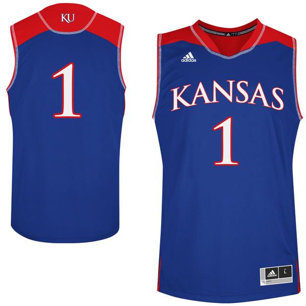 Men's Kansas Jayhawks #1 Royal Blue Basketball Jersey