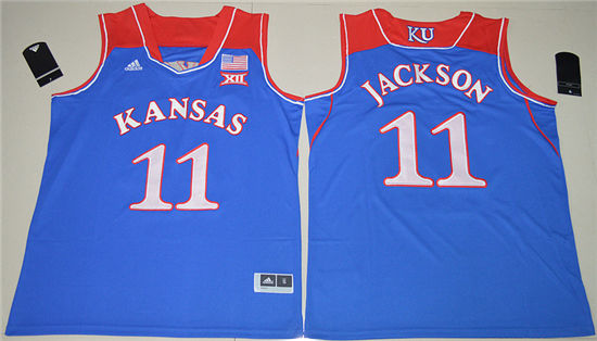 Men's Kansas Jayhawks #11 Josh Jackson Adidas 2016-17 Royal College Basketball Jersey
