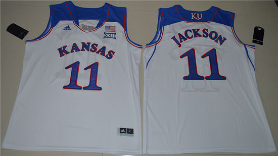 Men's Kansas Jayhawks #11 Josh Jackson Adidas 2016-17 White College Basketball Jersey