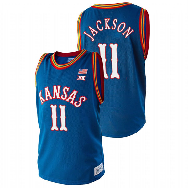 Men's Kansas Jayhawks #11 Josh Jackson Royal Retro College Basketball Classic Jersey