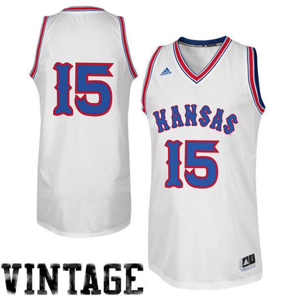 Men's Kansas Jayhawks #15 White Basketball Jersey